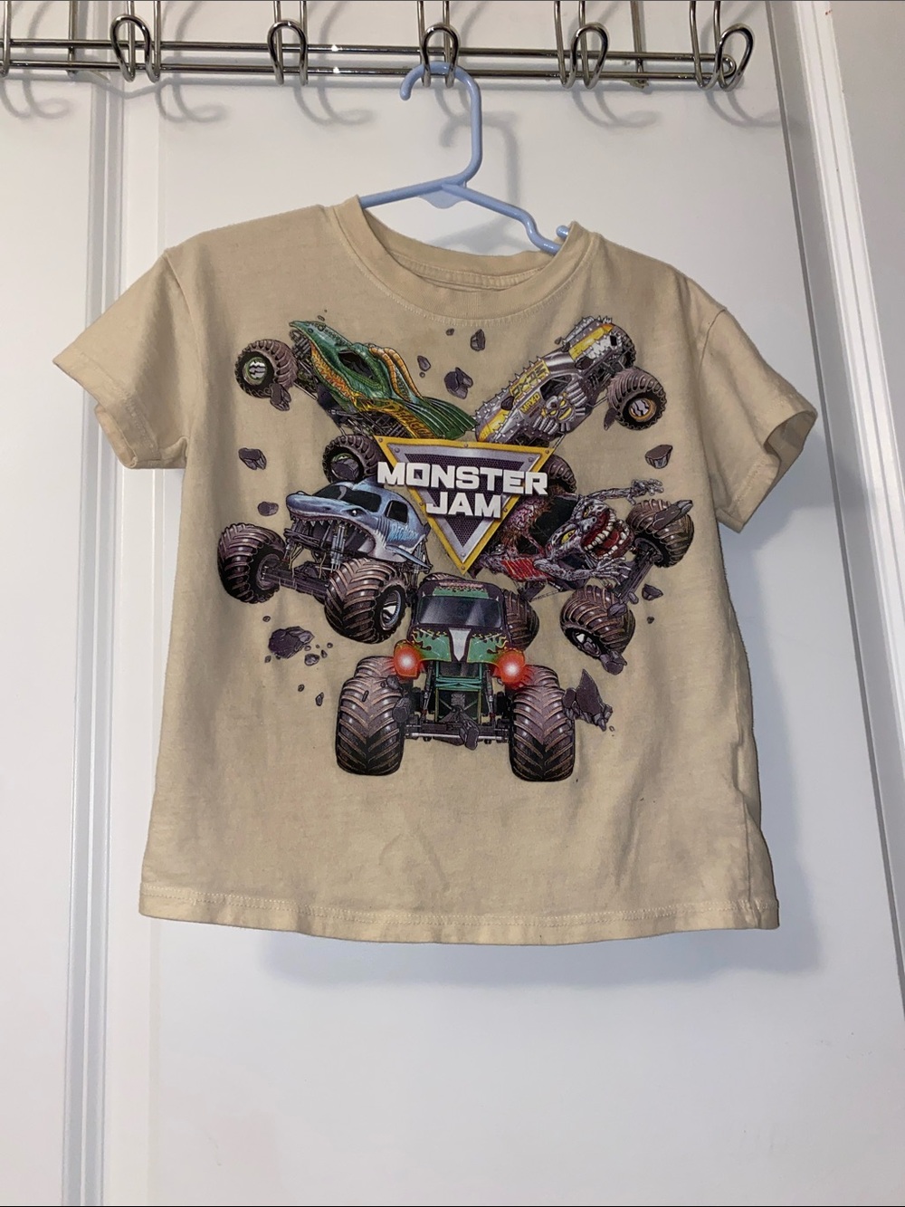 Monster Jam Short Sleeve Tee - Beige with Monster Truck Graphic
